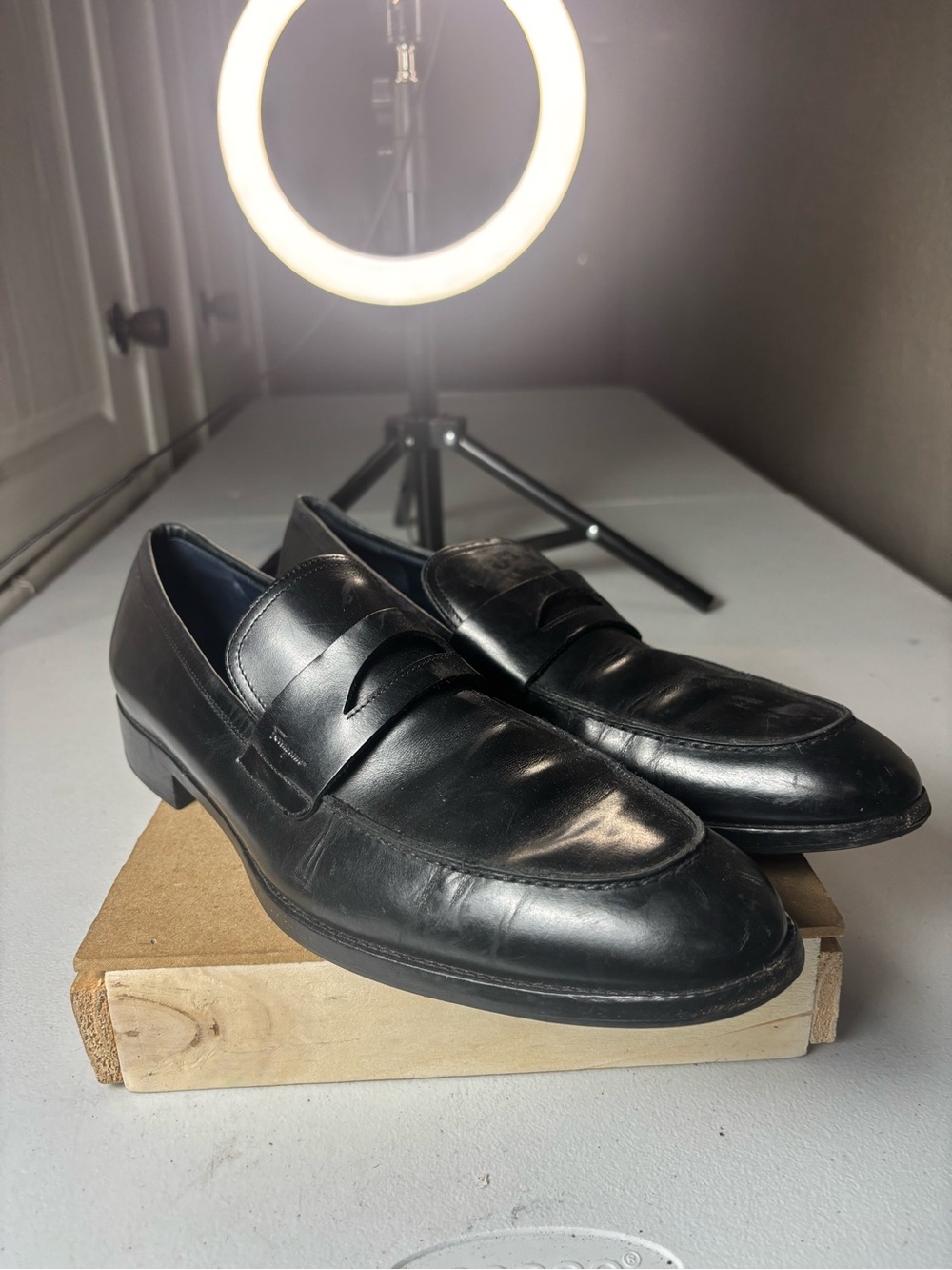 Salvatore FERRAGAMO Black Leather Penny Loafers Dress Shoes Sz 11